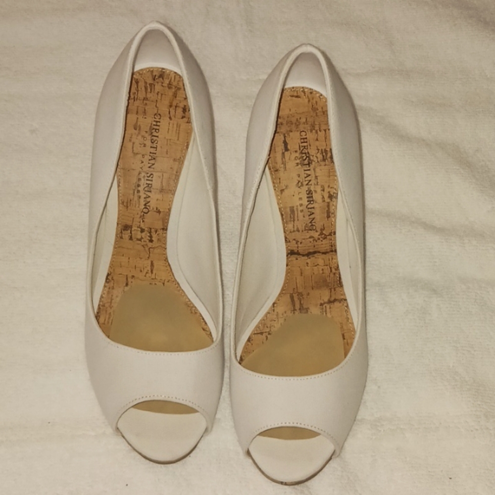 Christian Siriano White Peep Toe Heels